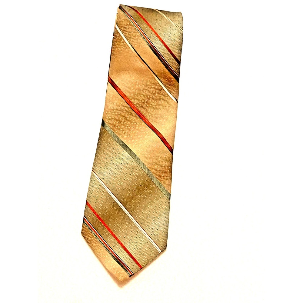 Vtg Repp tie Wembley orange brown white Stripe Men's Tie Business Wedding B50-08